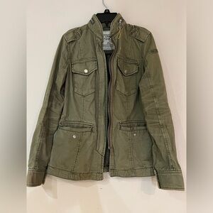 ABERCROMBIE & FITCH WOMENS ARMY GREEN MILITARY TWILL SHIRT JACKET Sz XS Vintage